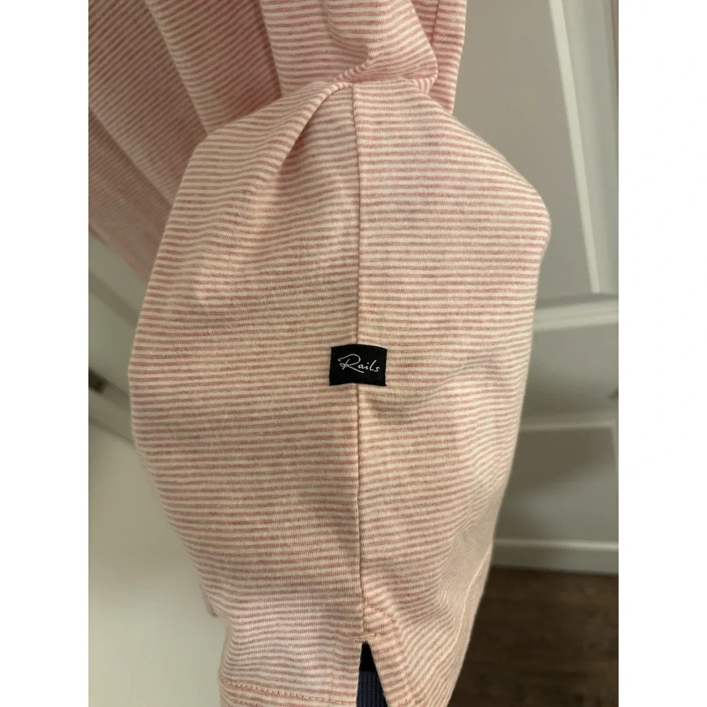 Rails Sebastian Coral Stripe Polo Shirt Mens Large Pink White EUC - Picture 3 of 6